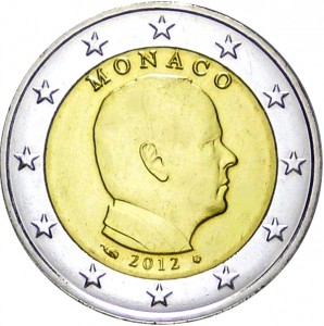 2 euro 2012 Monaco, Albert II price, composition, diameter, thickness, mintage, orientation, video, authenticity, weight, Description