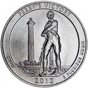 Quarter Dollar 2013 USA "Perry's Victory" 17th National Park, mint mark D price, composition, diameter, thickness, mintage, orientation, video, authenticity, weight, Description