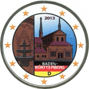 2 euro 2013 Germany Baden-Württemberg, Maulbronn Monastery, colorized price, composition, diameter, thickness, mintage, orientation, video, authenticity, weight, Description