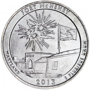 25 центов 2013 США Форт МакГенри (Fort McHenry), 19-й парк, двор P цена, стоимость
