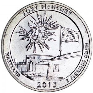 Quarter Dollar 2013 USA Ft McHenry 19th National Park, mint mark S price, composition, diameter, thickness, mintage, orientation, video, authenticity, weight, Description