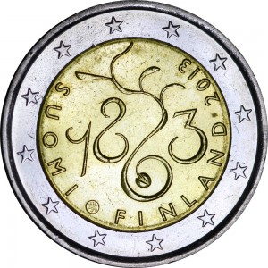 2 евро 2013 Финляндия, 150 лет парламенту цена, стоимость