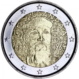 2 euro 2013 Finland, Frans Eemil Sillanpaa price, composition, diameter, thickness, mintage, orientation, video, authenticity, weight, Description