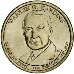 1 dollar 2014 USA, 29th President Warren Harding mint D price, composition, diameter, thickness, mintage, orientation, video, authenticity, weight, Description