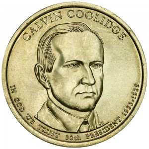 1 dollar 2014 USA, 30th President Calvin Coolidge mint P price, composition, diameter, thickness, mintage, orientation, video, authenticity, weight, Description