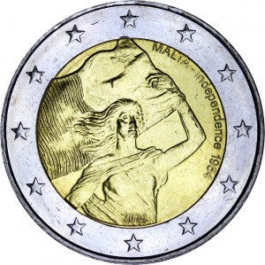 2 евро 2014 Мальта, Независимость 1964 цена, стоимость