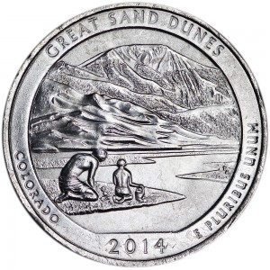 25 cents Quarter Dollar 2014 USA Great Sand Dunes 24th National Park, mint mark P