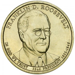 1 dollar 2014 USA, 32th President Franklin Delano Roosevelt mint P price, composition, diameter, thickness, mintage, orientation, video, authenticity, weight, Description