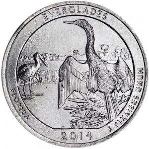 25 cents Quarter Dollar 2014 USA Everglades 25th National Park, mint mark P