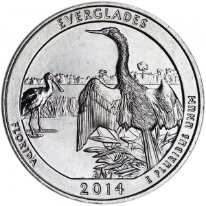 25 cents Quarter Dollar 2014 USA Everglades 25th National Park, mint mark S