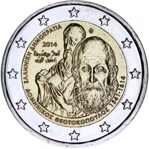 2 евро 2014 Греция, Доминикос Теотокопулос (Эль Греко) цена, стоимость