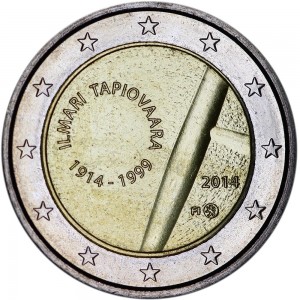 2 euro 2014 Finland. Ilmari Tapiovaara price, composition, diameter, thickness, mintage, orientation, video, authenticity, weight, Description