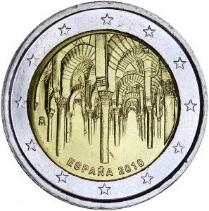 2 euro 2010, Spain, Cathedral–Mosque of Cordoba price, composition, diameter, thickness, mintage, orientation, video, authenticity, weight, Description