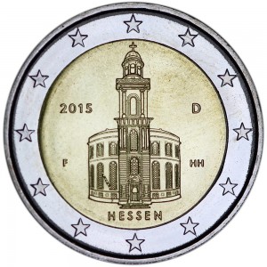 2 евро 2015 Германия, Гессен, двор F цена, стоимость
