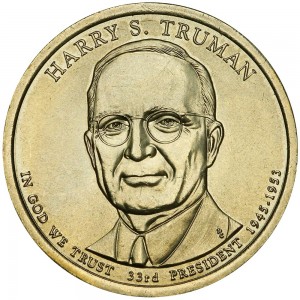 1 dollar 2015 USA, 33th President Harry S. Truman mint P price, composition, diameter, thickness, mintage, orientation, video, authenticity, weight, Description