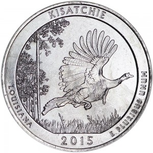 Quarter Dollar 2015 USA Kisatchie National Forest 27th National Park, mint mark P price, composition, diameter, thickness, mintage, orientation, video, authenticity, weight, Description