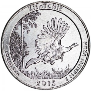 Quarter Dollar 2015 USA Kisatchie National Forest 27th National Park, mint mark D price, composition, diameter, thickness, mintage, orientation, video, authenticity, weight, Description