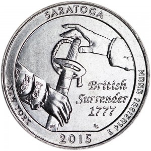 25 центов 2015 США Саратога (Saratoga), 30-й парк, двор D цена, стоимость