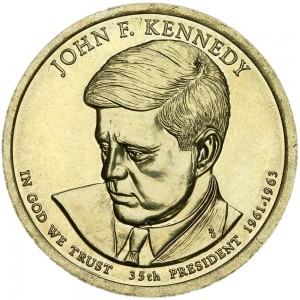 1 dollar 2015 USA, 35th President John F. Kennedy mint P price, composition, diameter, thickness, mintage, orientation, video, authenticity, weight, Description