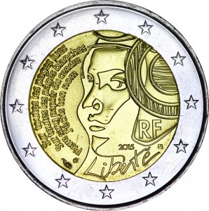 2 euro 2015 France, 225th anniversary of the Festival of the Federation price, composition, diameter, thickness, mintage, orientation, video, authenticity, weight, Description
