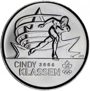 25 cents 2009, Canada, Cindy Klassen price, composition, diameter, thickness, mintage, orientation, video, authenticity, weight, Description