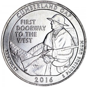 25 центов 2016 США Камберленд Гэп (Cumberland Gap), 32-й парк, двор P