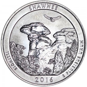 Quarter Dollar 2016 USA Shawnee National Forest 31th National Park, mint mark D price, composition, diameter, thickness, mintage, orientation, video, authenticity, weight, Description