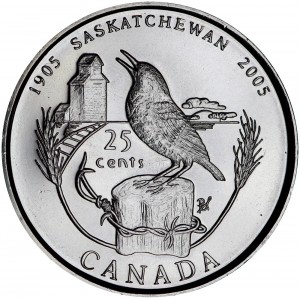 25 Cent 2005 Kanada Saskatchewan - Gebiet Preis, Komposition, Durchmesser, Dicke, Auflage, Gleichachsigkeit, Video, Authentizitat, Gewicht, Beschreibung