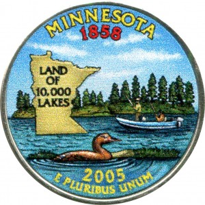 25 центов 2005 США Миннесота (Minnesota) (цветная) цена, стоимость