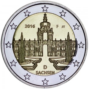 2 euro 2016 Germany Saxony Zwinger, mint mark F