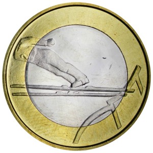 5 Euro 2016 Finland, Ski jumping price, composition, diameter, thickness, mintage, orientation, video, authenticity, weight, Description