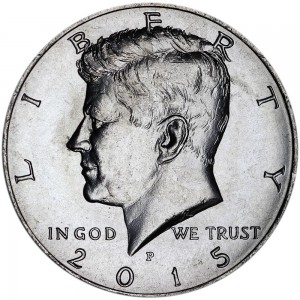 Half Dollar 2015 USA Kennedy mint mark P price, composition, diameter, thickness, mintage, orientation, video, authenticity, weight, Description