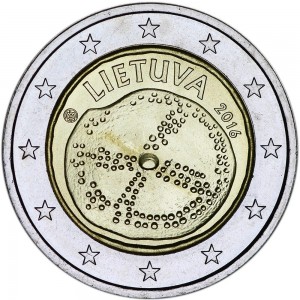 2 евро 2016 Литва, Балтийская культура цена, стоимость