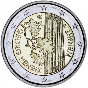 2 euro 2015 Finland. Georg Henrik von Wright price, composition, diameter, thickness, mintage, orientation, video, authenticity, weight, Description
