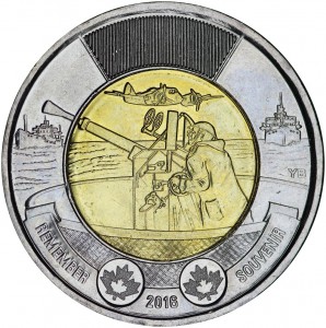 2 dollars 2016 Canada The Battle of the Atlantic price, composition, diameter, thickness, mintage, orientation, video, authenticity, weight, Description
