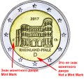 2 euro 2017 Germany Rheinland-Pfalz, Porta Nigra mint mark F