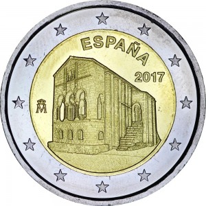 2 евро 2017 Испания, Санта-Мария-дель-Наранко цена, стоимость
