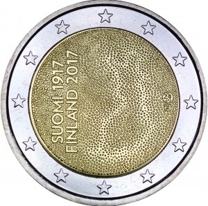 2 euro 2017 Finland. 100 years of independence price, composition, diameter, thickness, mintage, orientation, video, authenticity, weight, Description