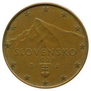 5 центов 2009-2023 Словакия, регулярный чекан, из обращения цена, стоимость