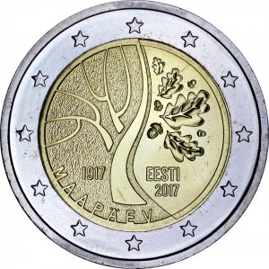 2 euro 2017 Estonia, Independence price, composition, diameter, thickness, mintage, orientation, video, authenticity, weight, Description
