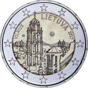 2 euro 2017 Lithuania, Vilnius price, composition, diameter, thickness, mintage, orientation, video, authenticity, weight, Description