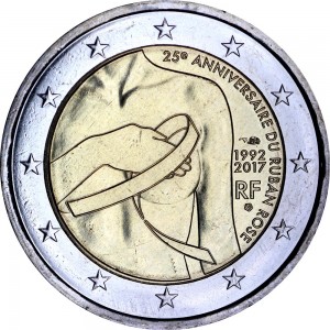 2 euro 2017 France, Breast cancer research price, composition, diameter, thickness, mintage, orientation, video, authenticity, weight, Description