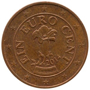 1 цент 2002-2023 Австрия, из обращения цена, стоимость