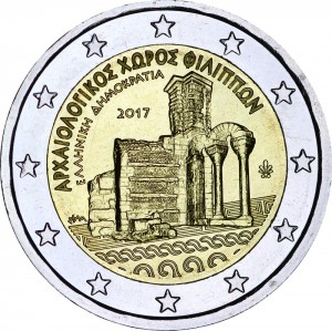 2 euro 2017 Greece, Philippi price, composition, diameter, thickness, mintage, orientation, video, authenticity, weight, Description
