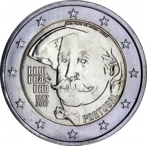 2 euro 2017 Portugal, Raul Brandao price, composition, diameter, thickness, mintage, orientation, video, authenticity, weight, Description