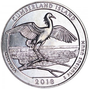 Quarter Dollar 2018 USA Cumberland Island National Seashore 44th Park, mint mark P price, composition, diameter, thickness, mintage, orientation, video, authenticity, weight, Description