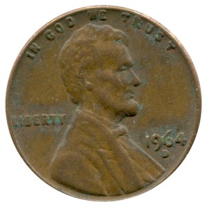 1 цент 1964 США Линкольн, двор D, из обращения цена, стоимость
