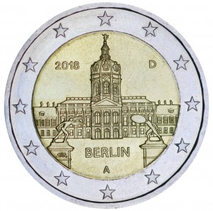 2 euro 2018 Germany Berlin, Charlottenburg Palace, mint mark A price, composition, diameter, thickness, mintage, orientation, video, authenticity, weight, Description