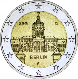 2 euro 2018 Germany Berlin, Charlottenburg Palace, mint mark F price, composition, diameter, thickness, mintage, orientation, video, authenticity, weight, Description
