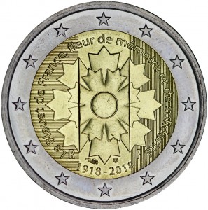 2 euro 2018 France, The Bleuet de France price, composition, diameter, thickness, mintage, orientation, video, authenticity, weight, Description
